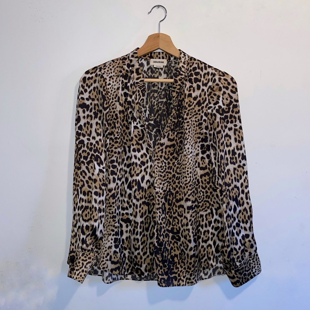 Zadig & Voltaire Leopard Print Blouse - Black and Tan